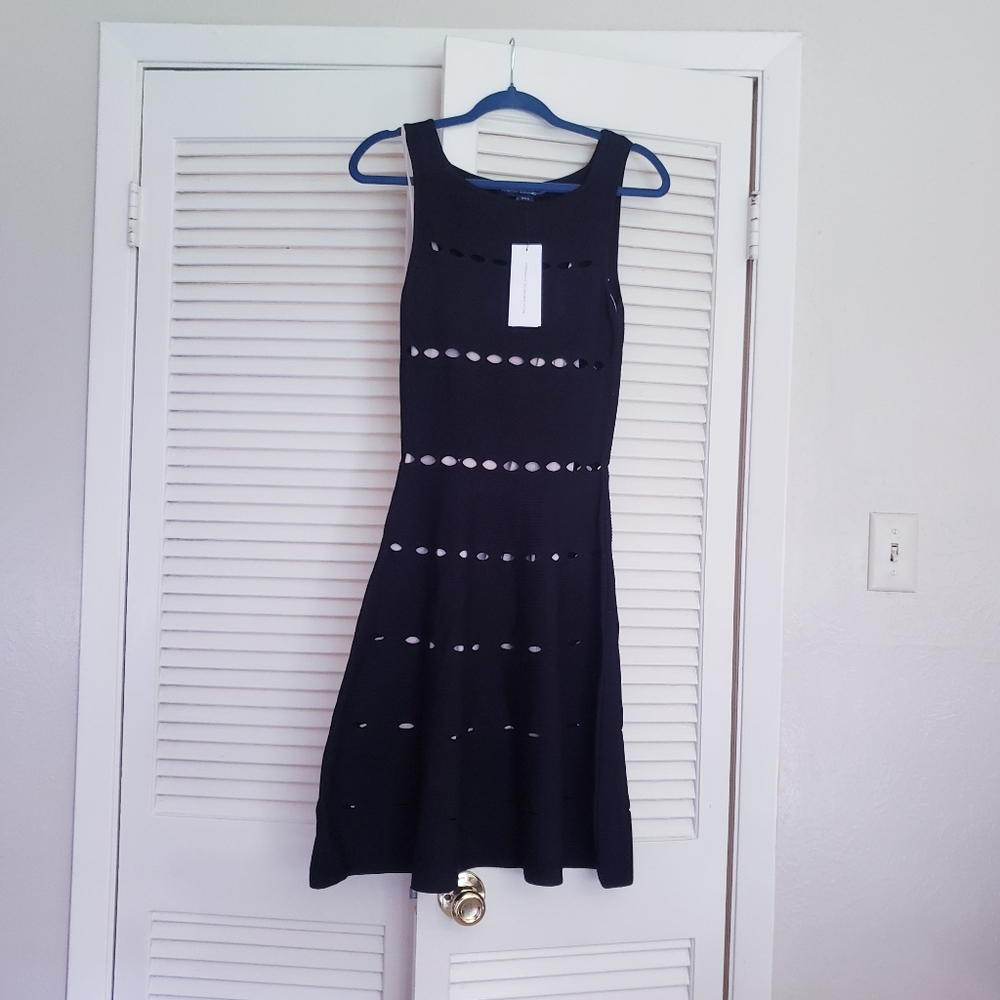 French Connection black eyelet cream mini dress 6